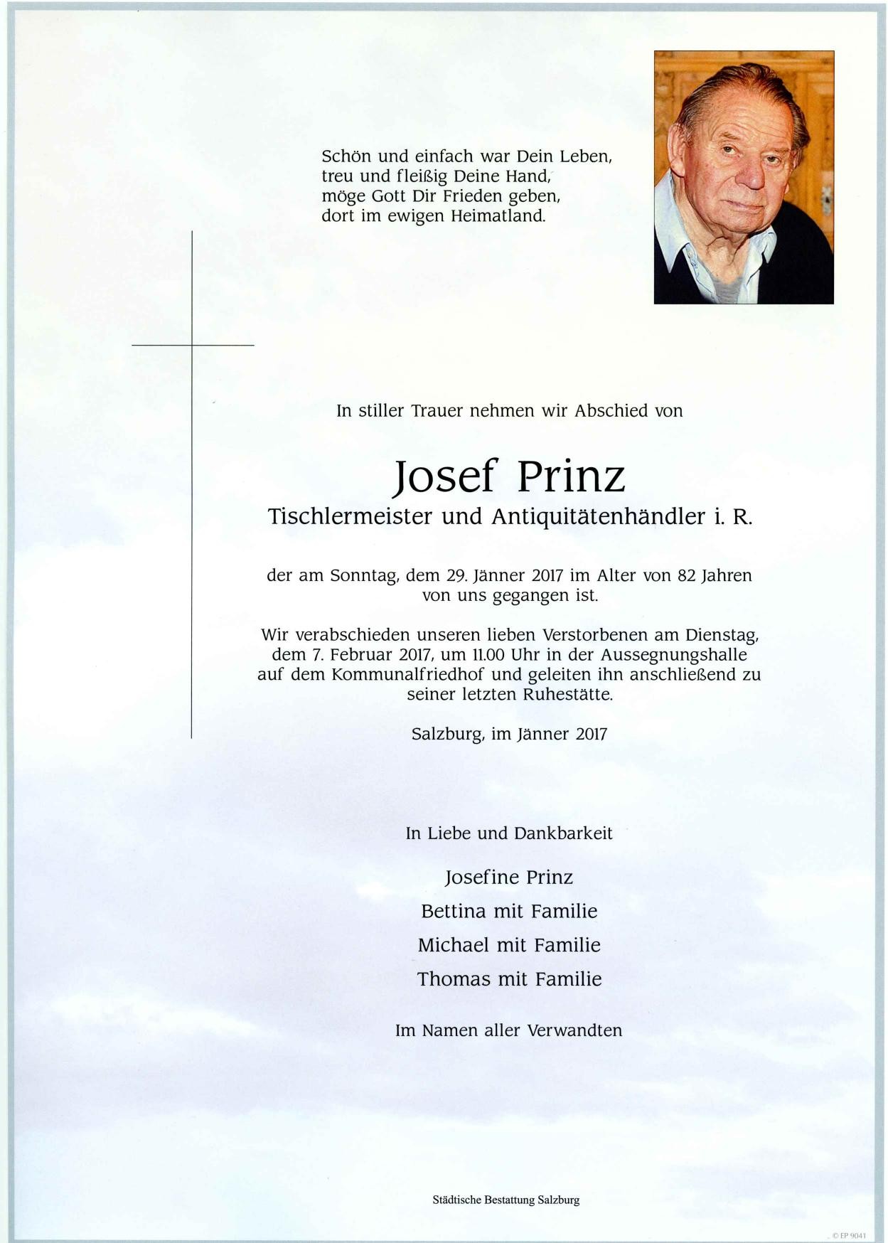 Traueranzeige von Josef Prinz