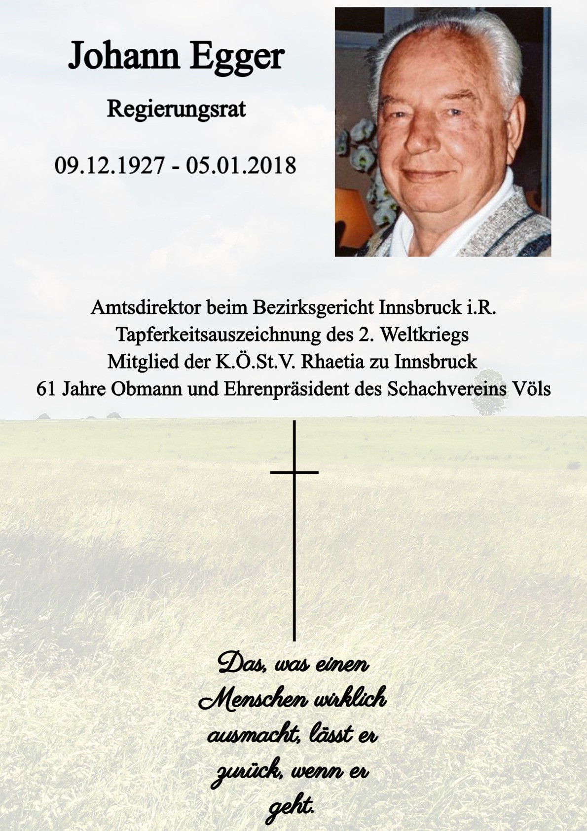 Traueranzeige von Johann Egger