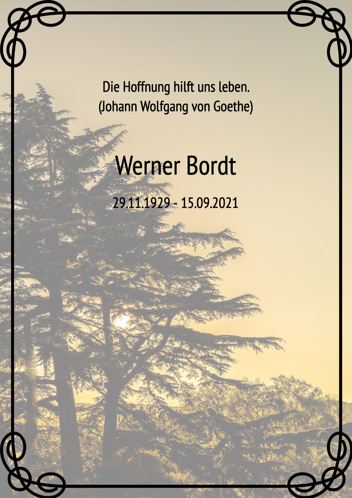 Traueranzeige von Werner Bordt