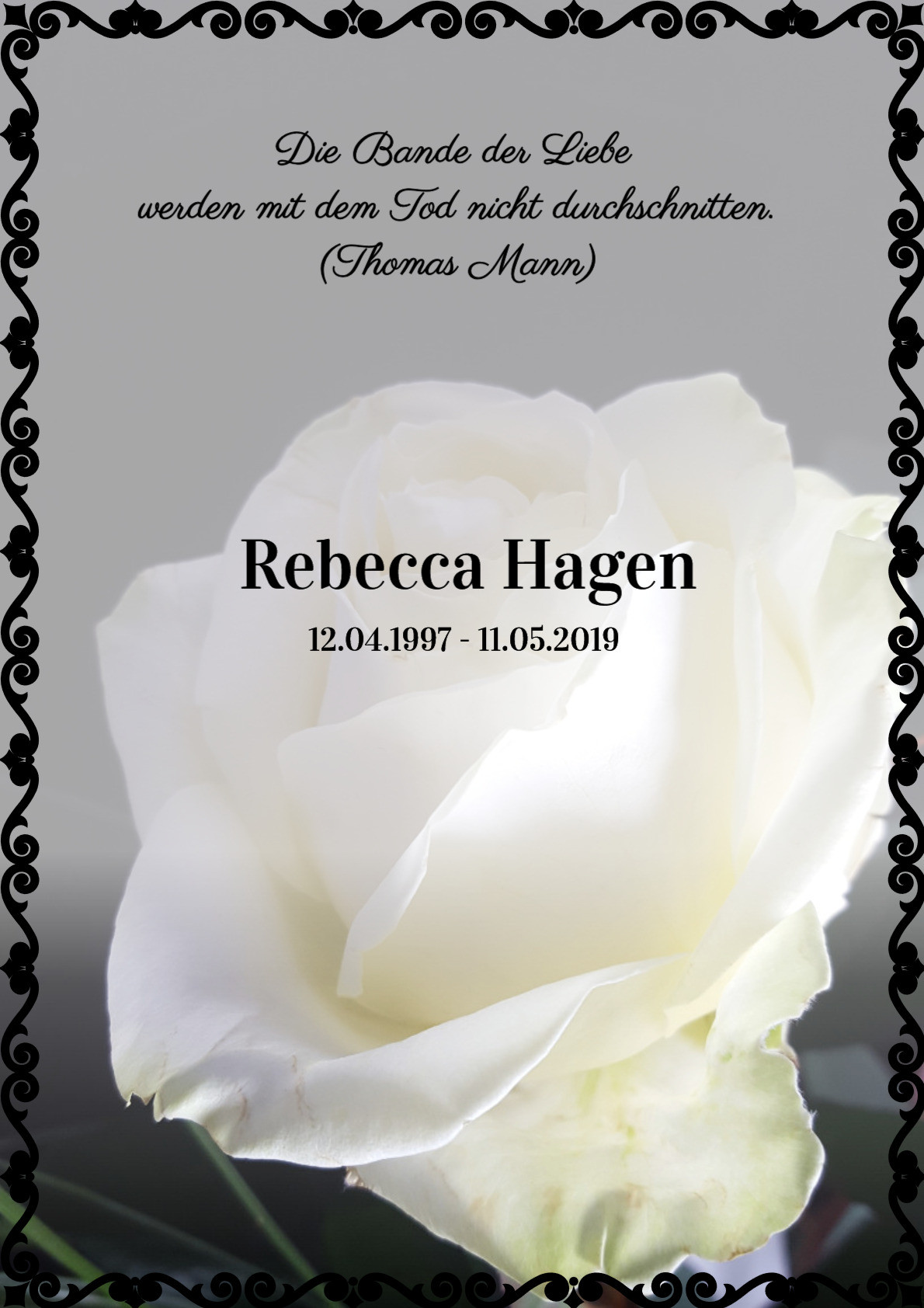 Traueranzeige von Rebecca Hagen