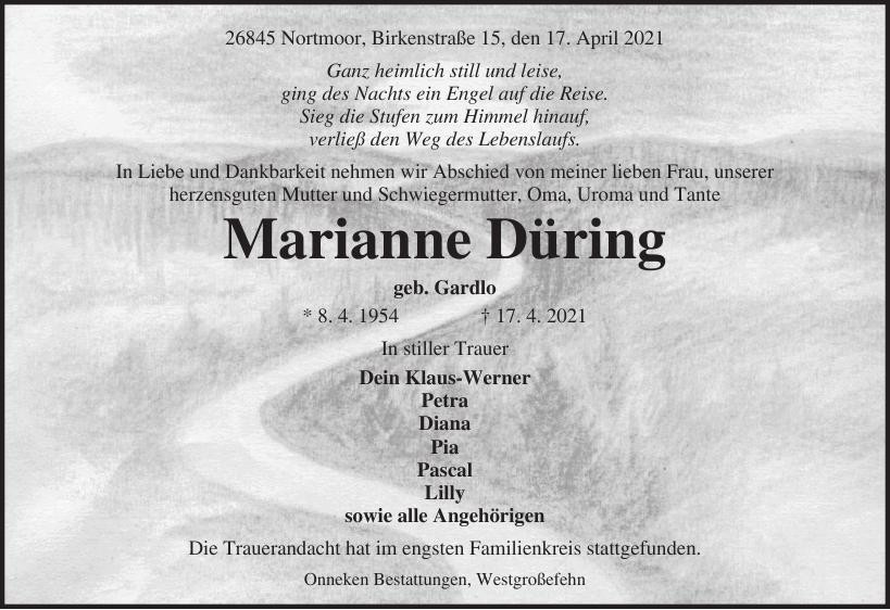 Traueranzeige von Marianne Düring
