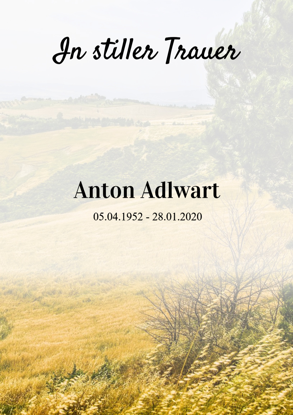 Traueranzeige von Anton Adlwart