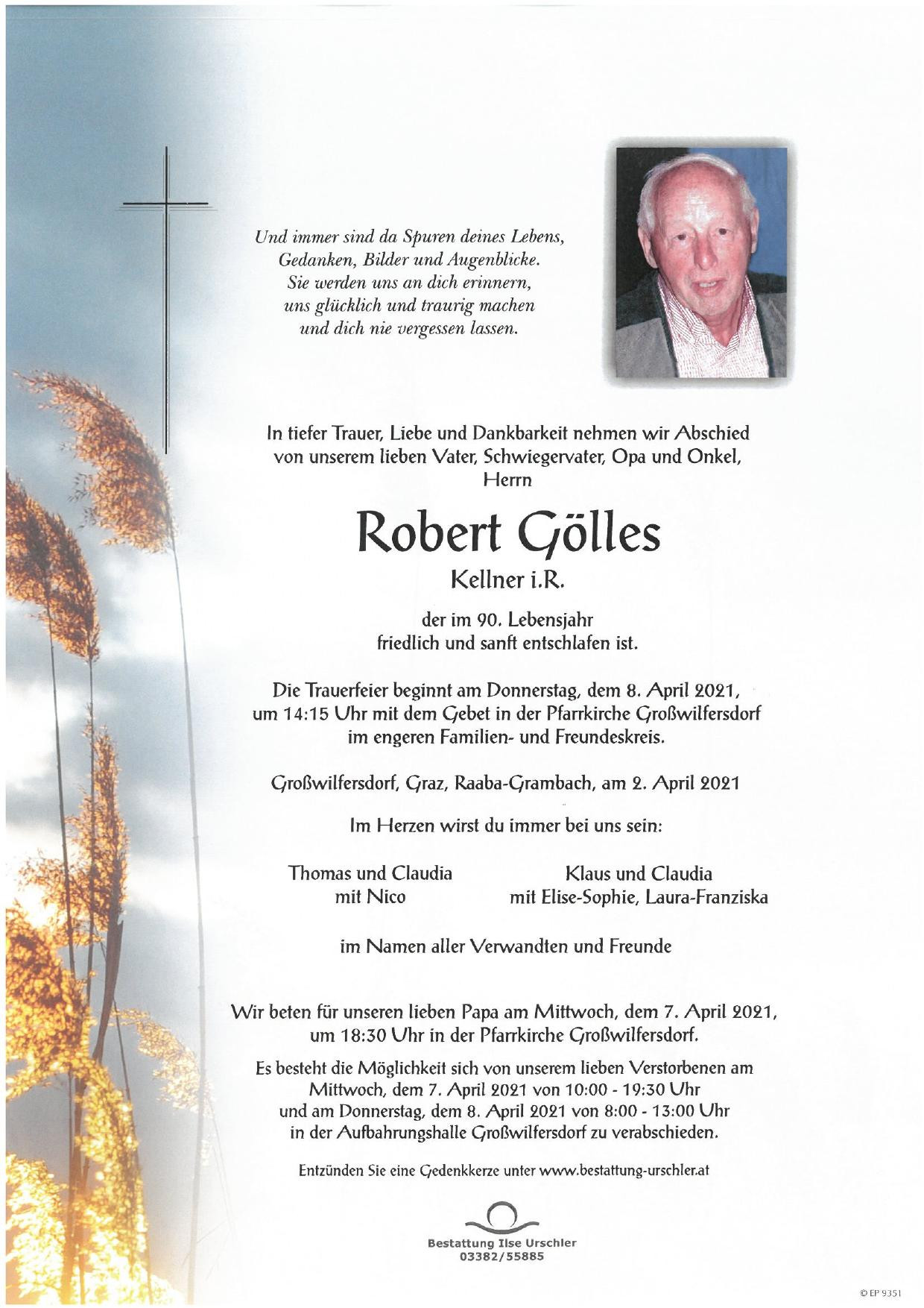 Traueranzeige von Robert Gölles