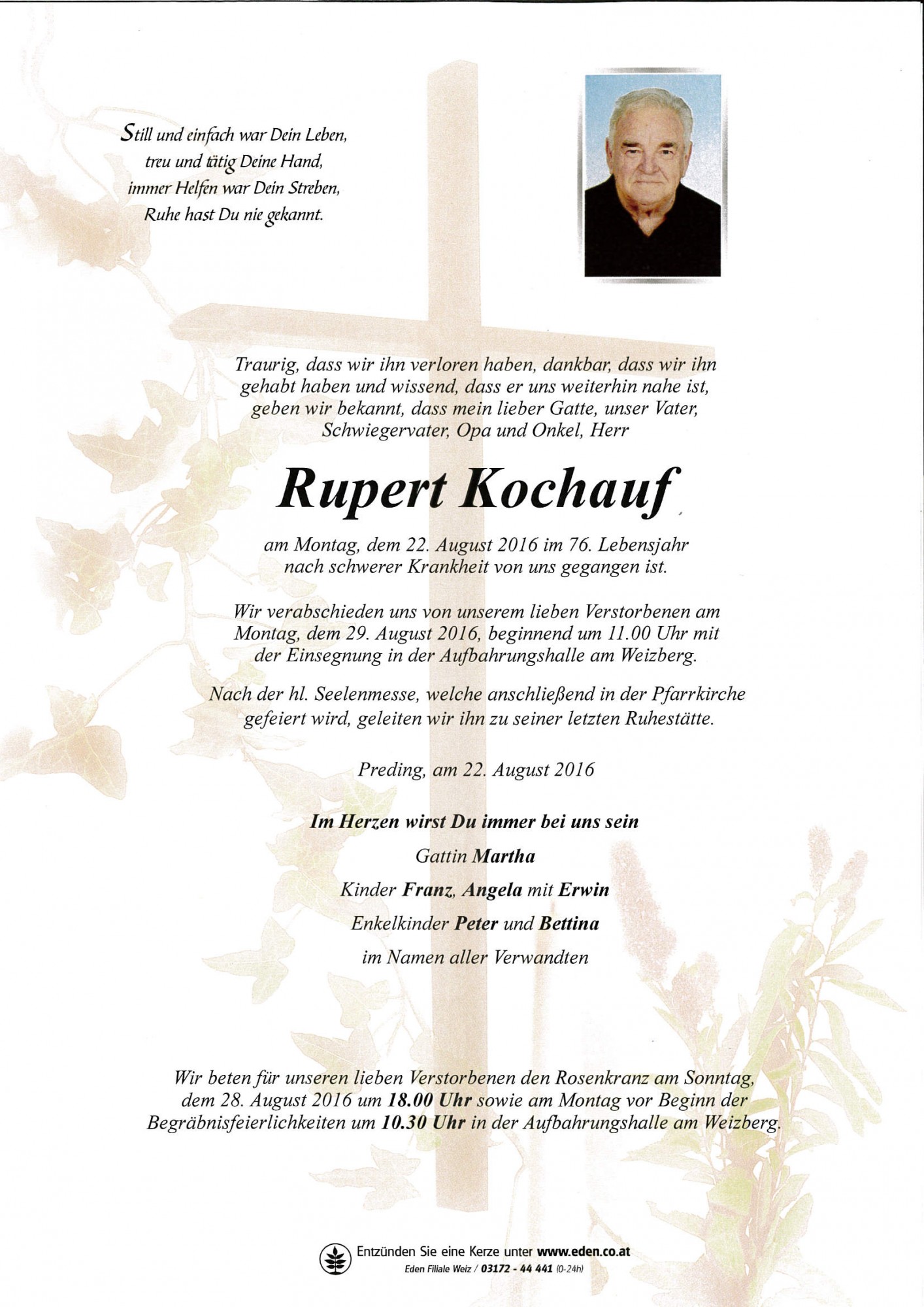 Traueranzeige von Rupert Kochauf