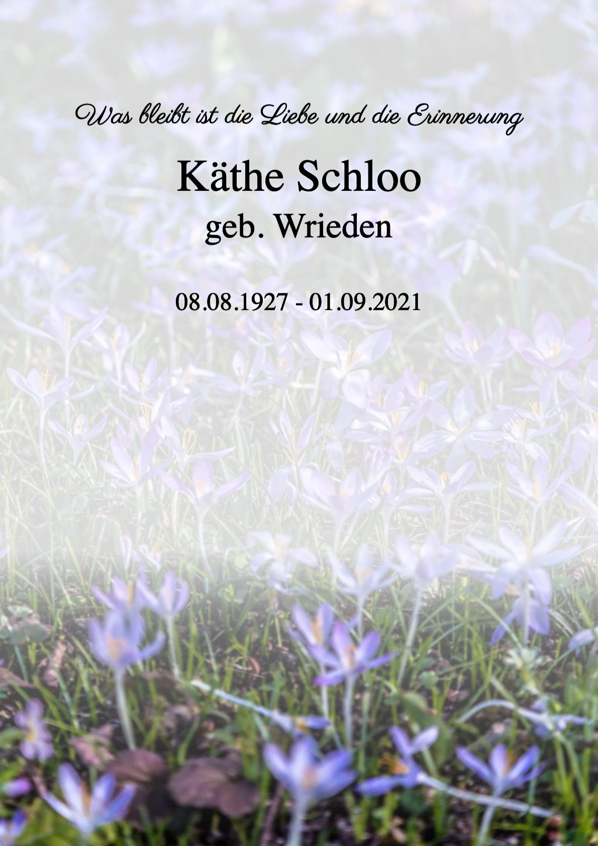 Traueranzeige von Käthe Schloo