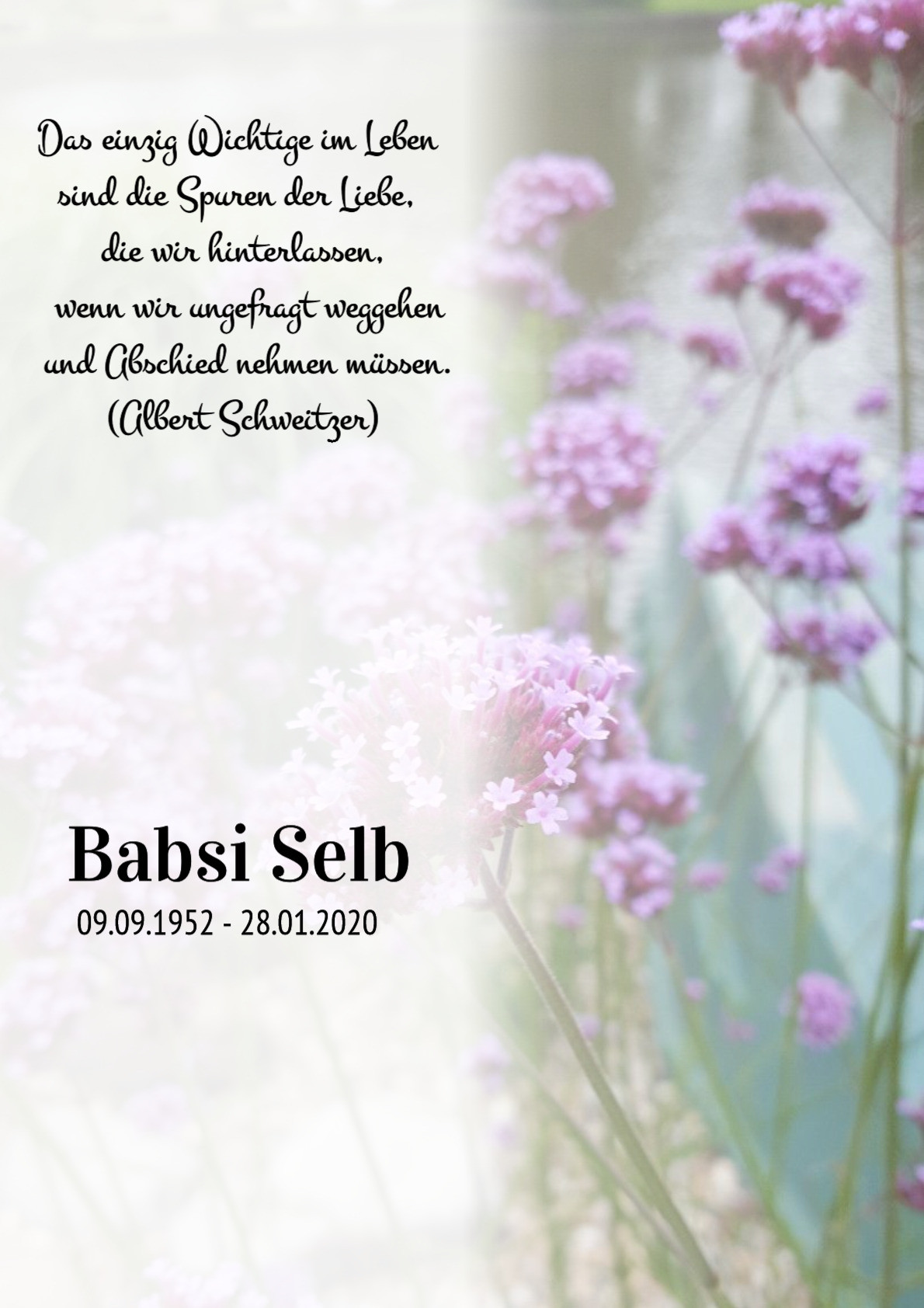 Traueranzeige von Babsi Selb