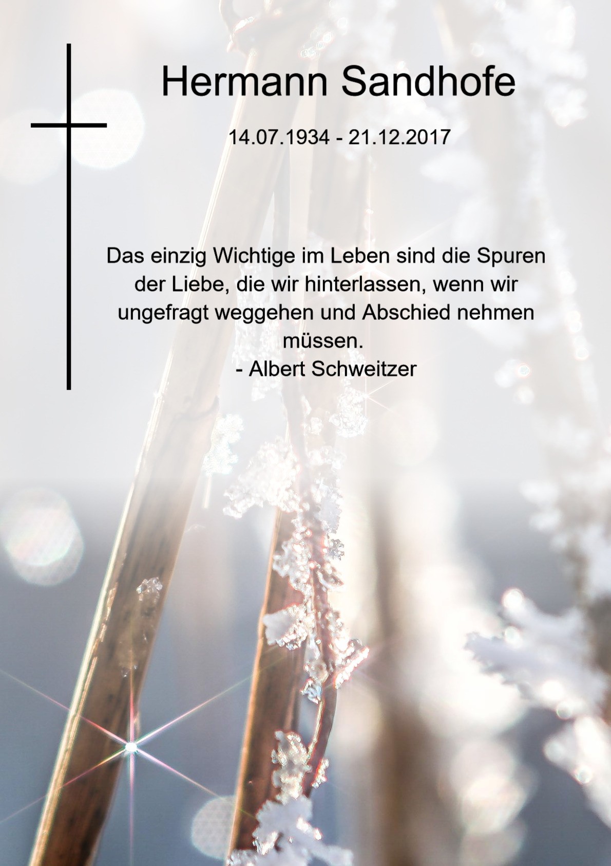 Traueranzeige von Hermann Sandhofe