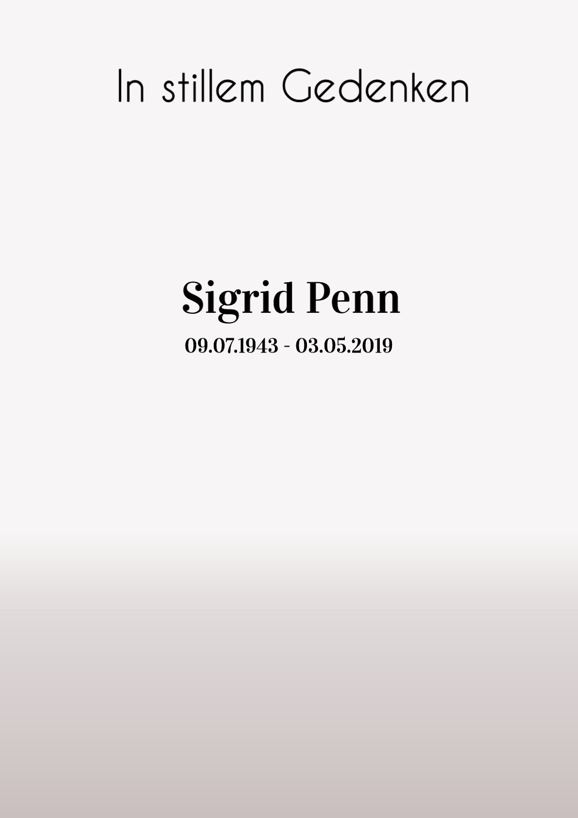 Traueranzeige von Sigrid Penn