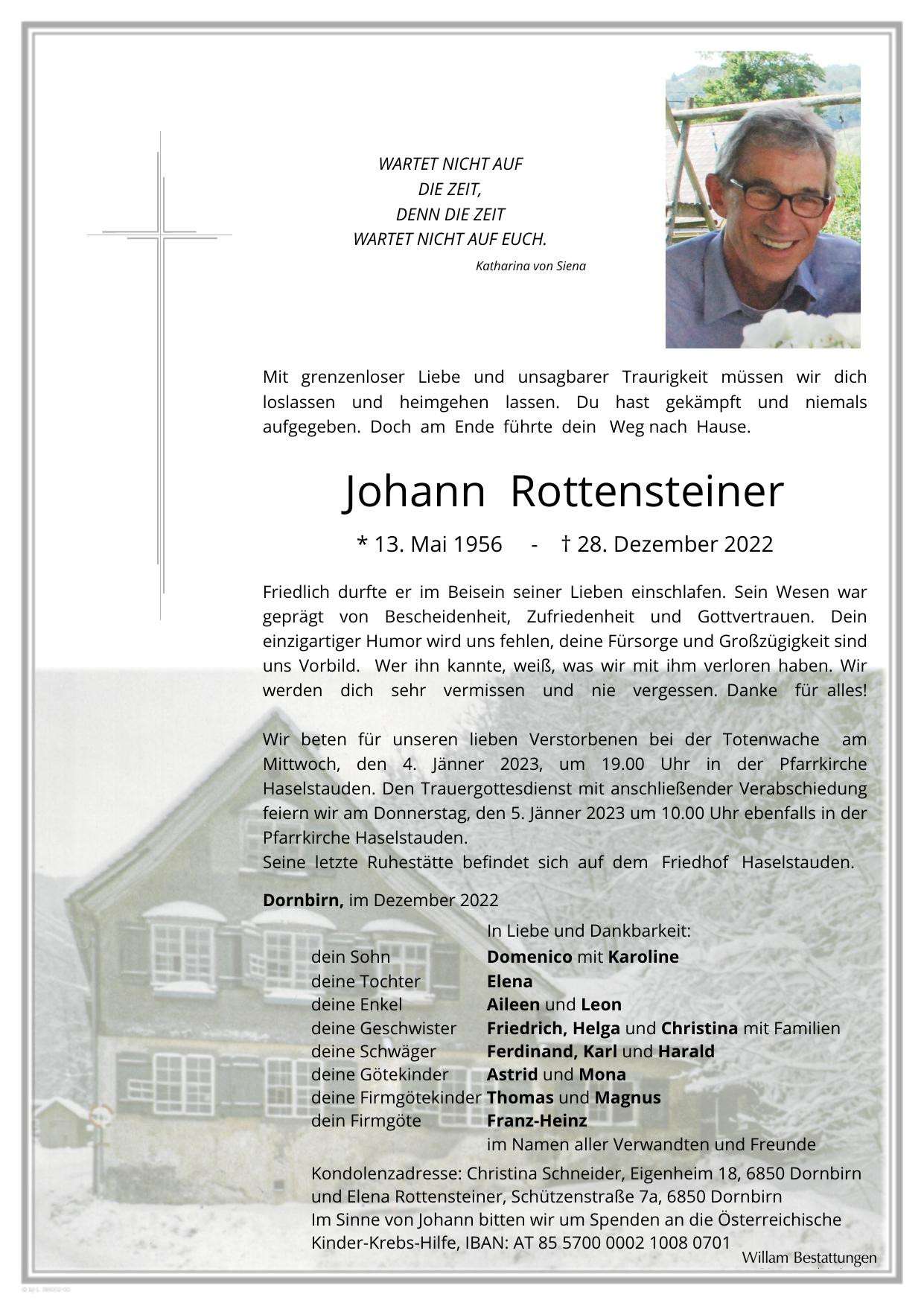 Traueranzeige von Johann Rottensteiner