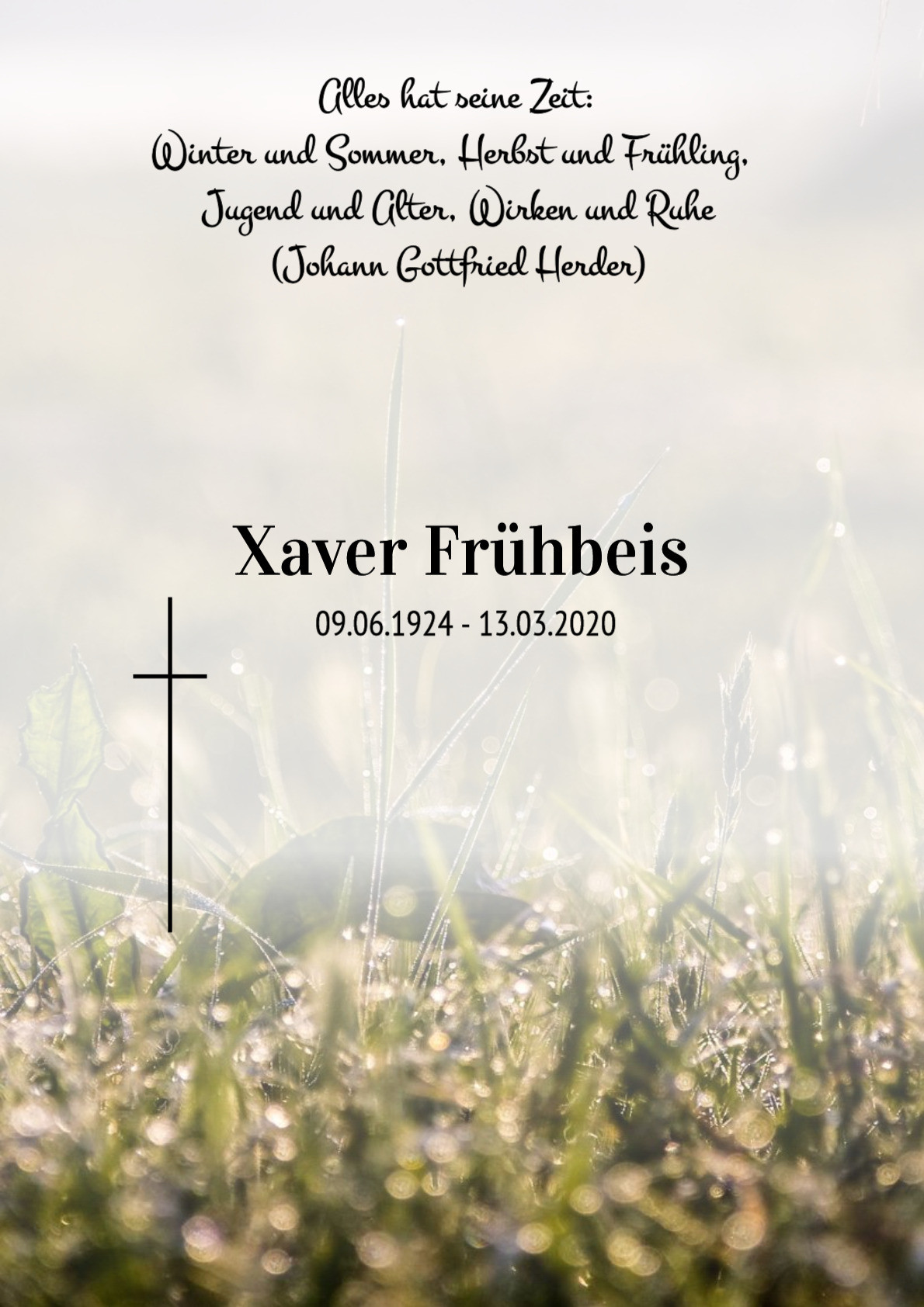Traueranzeige von Xaver Frühbeis