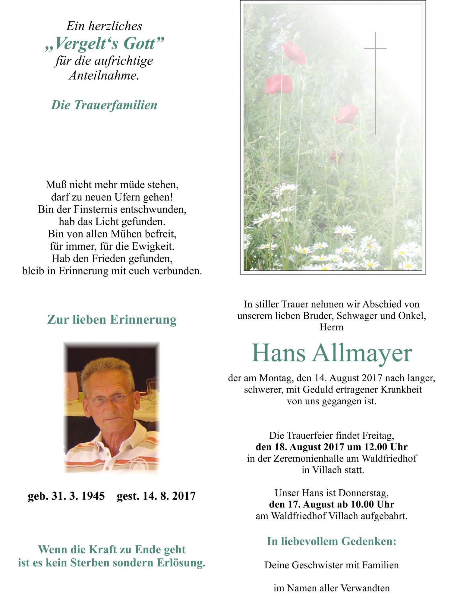 Traueranzeige von Hans Allmayer