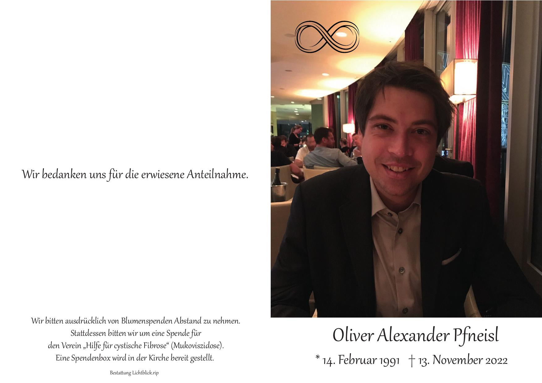 Traueranzeige von Oliver Alexander Pfneisl