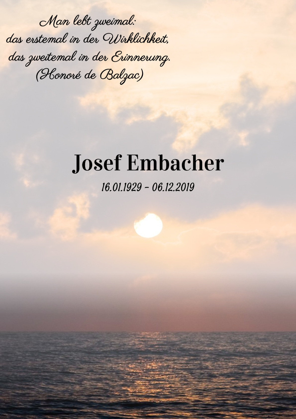 Traueranzeige von Josef Embacher