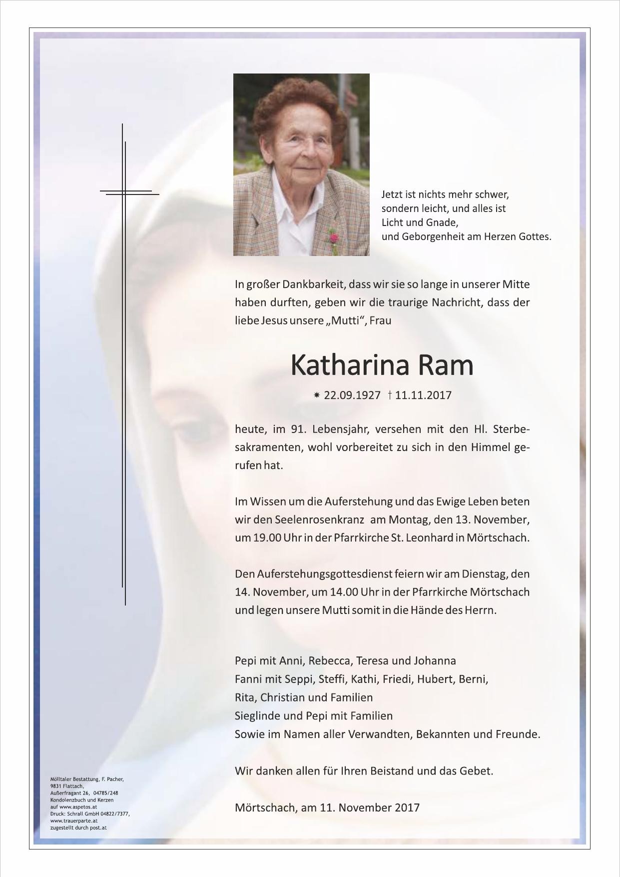 Traueranzeige von Katharina Ram