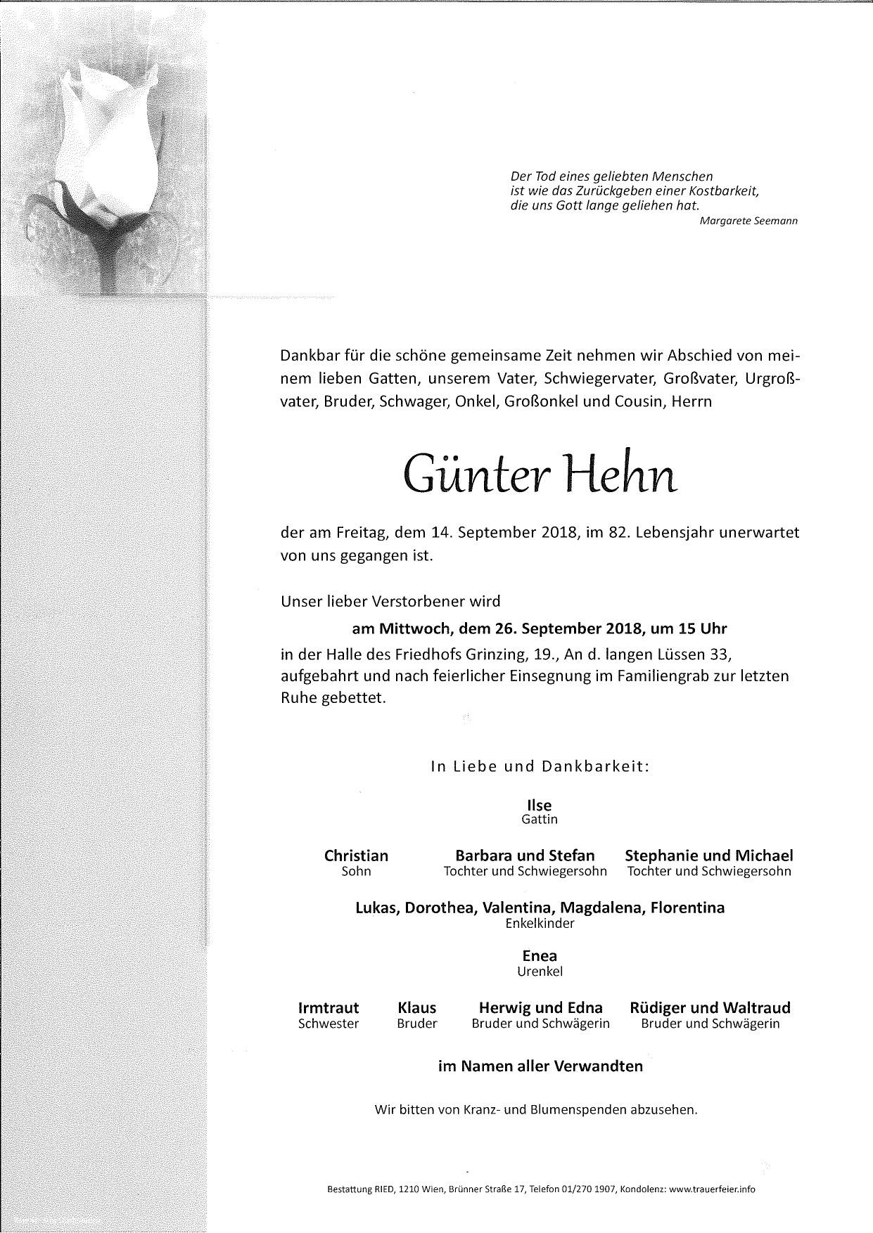 Traueranzeige von Günter Hehn