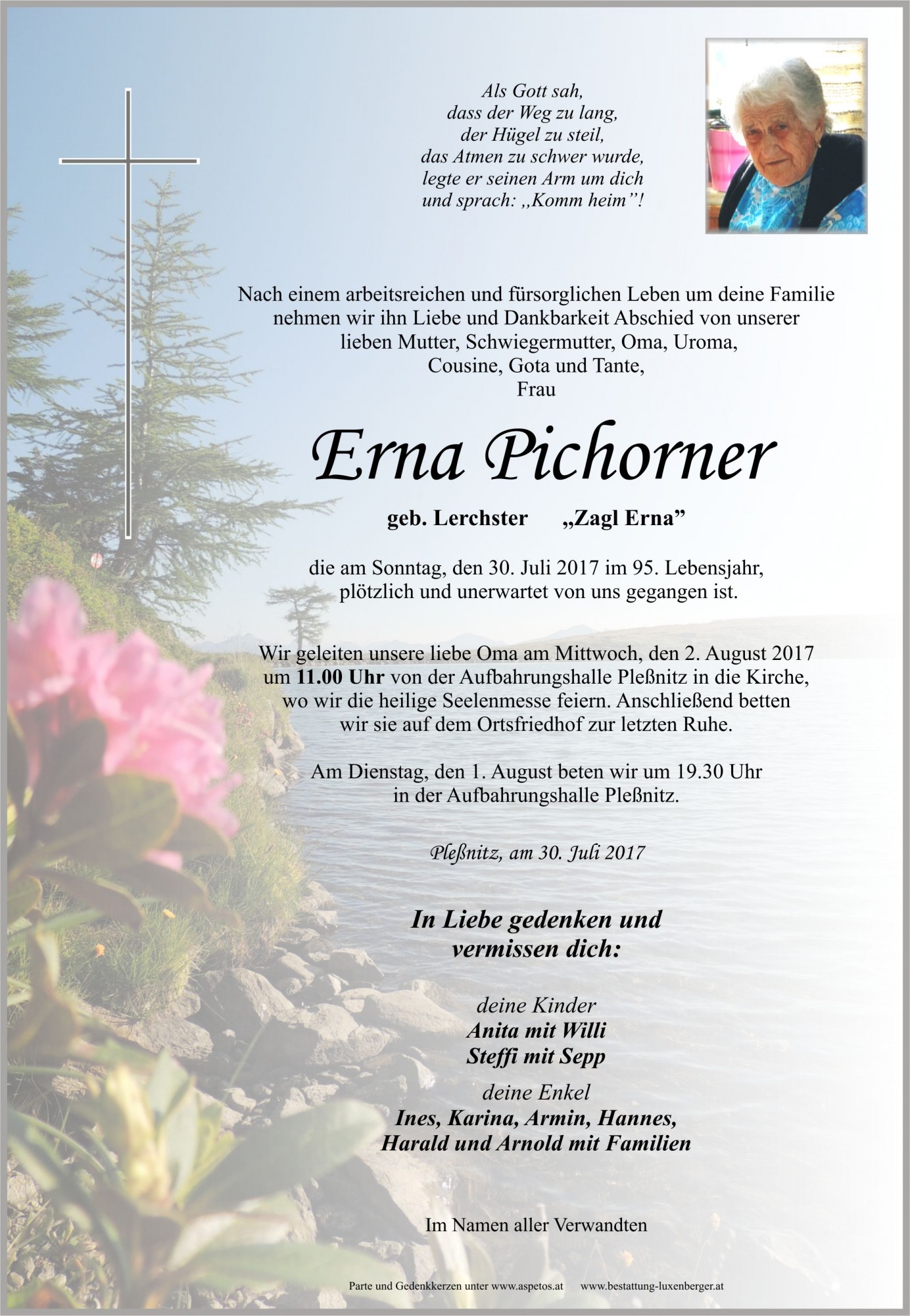 Traueranzeige von Erna Pichorner