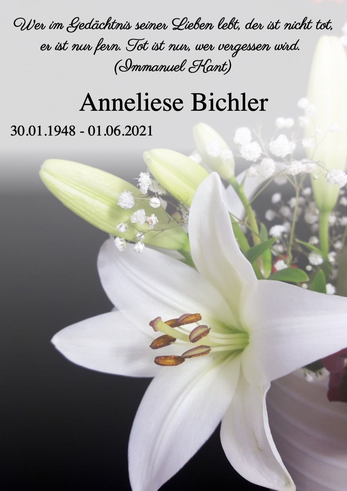 Traueranzeige von Anneliese Bichler