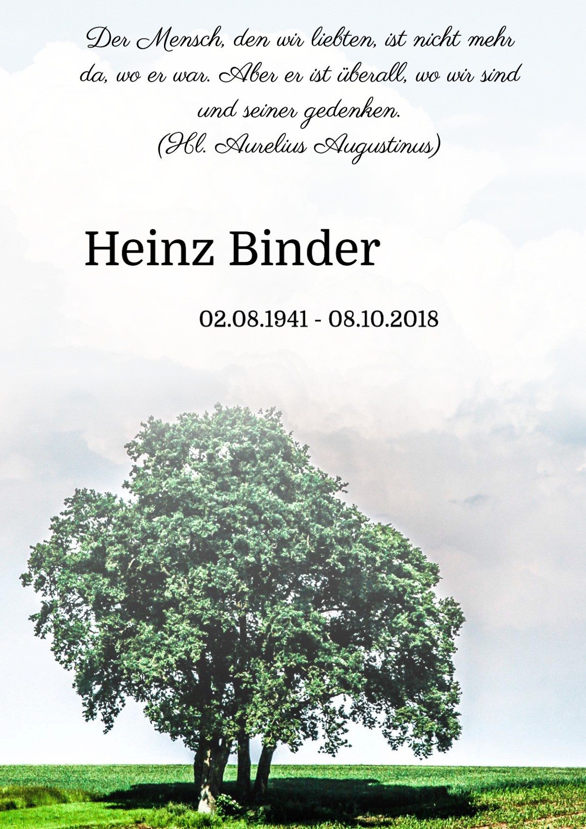 Traueranzeige von Heinz Binder