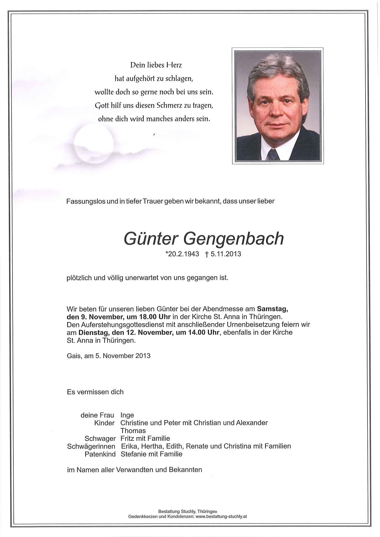 Traueranzeige von Günter Gengenbach
