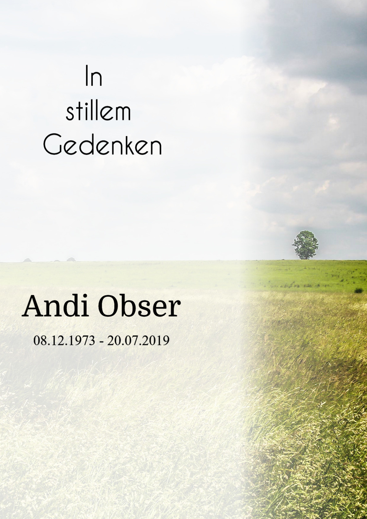 Traueranzeige von Andi Obser