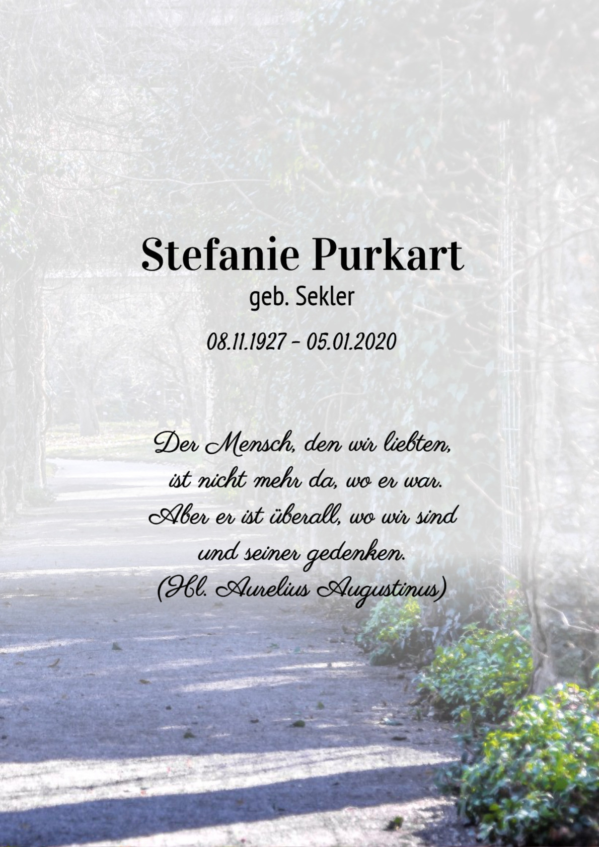 Traueranzeige von Stefanie Purkart