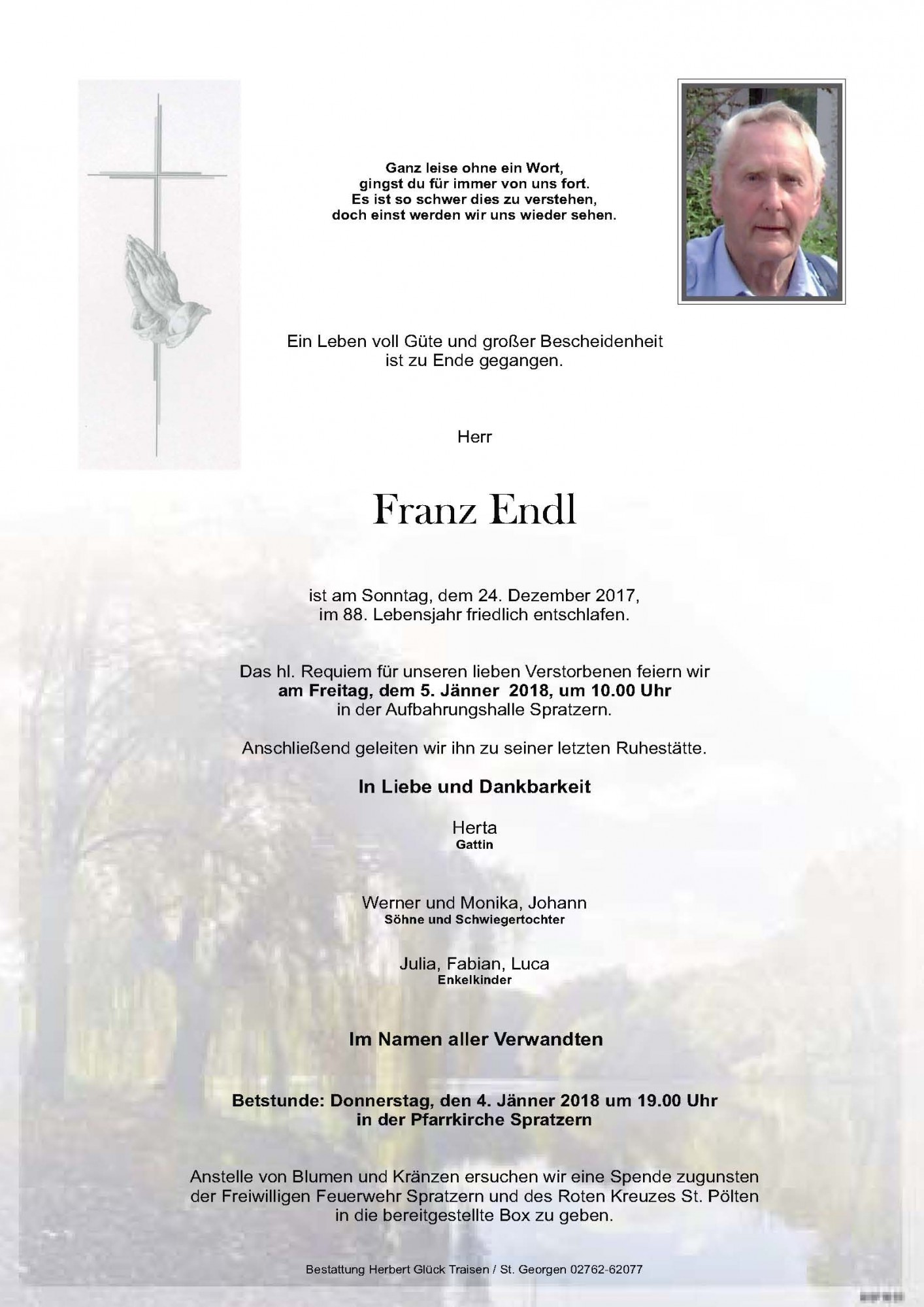 Traueranzeige von Franz Endl