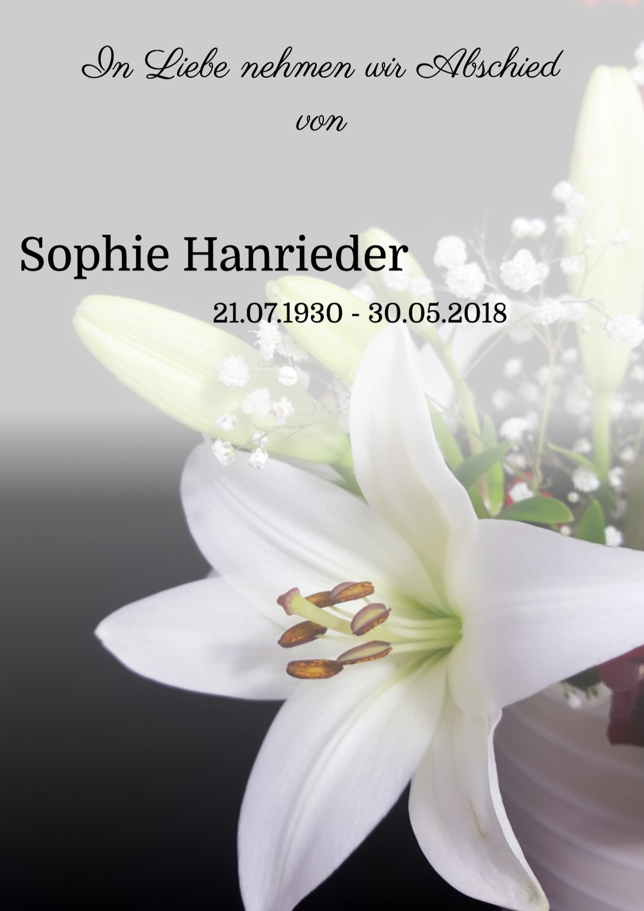 Traueranzeige von Sophie Hanrieder