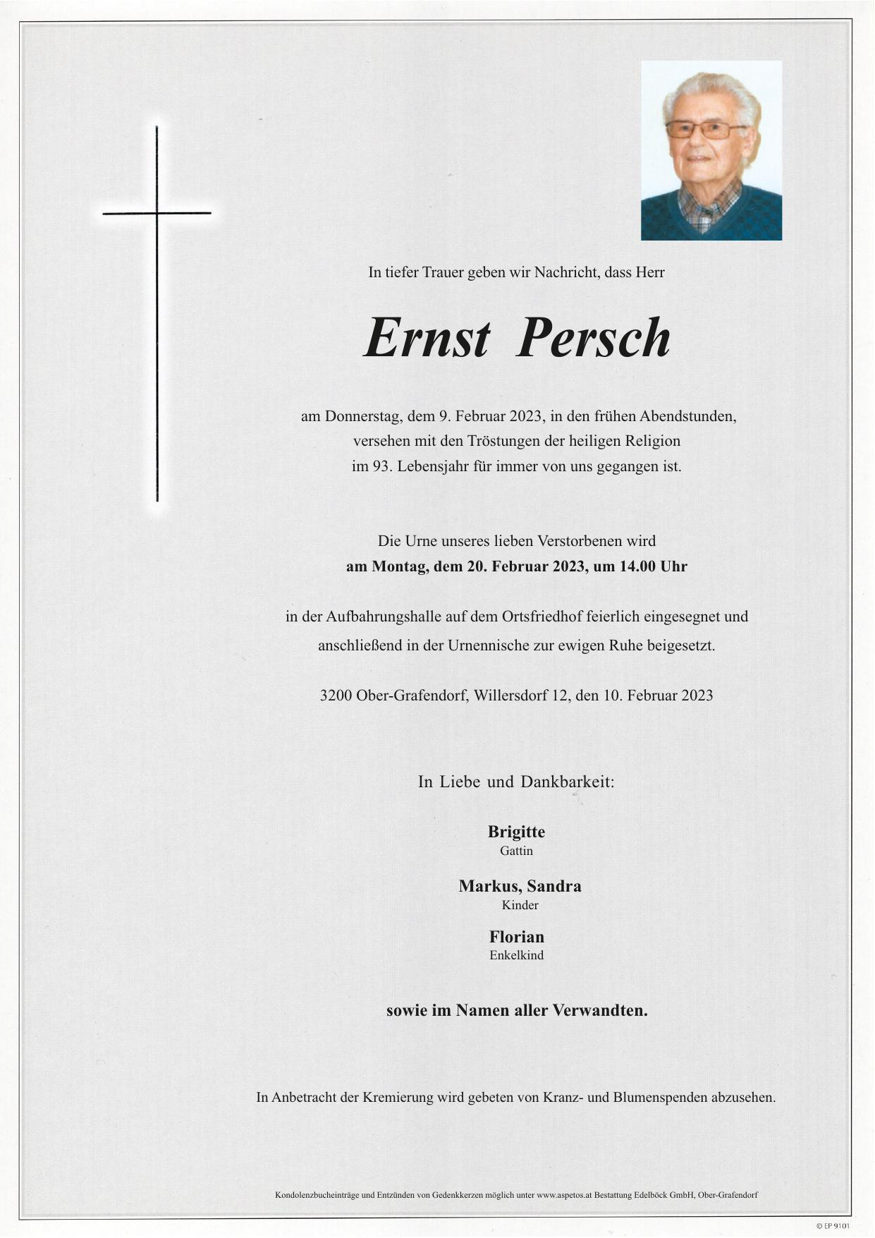 Traueranzeige von Ernst Persch