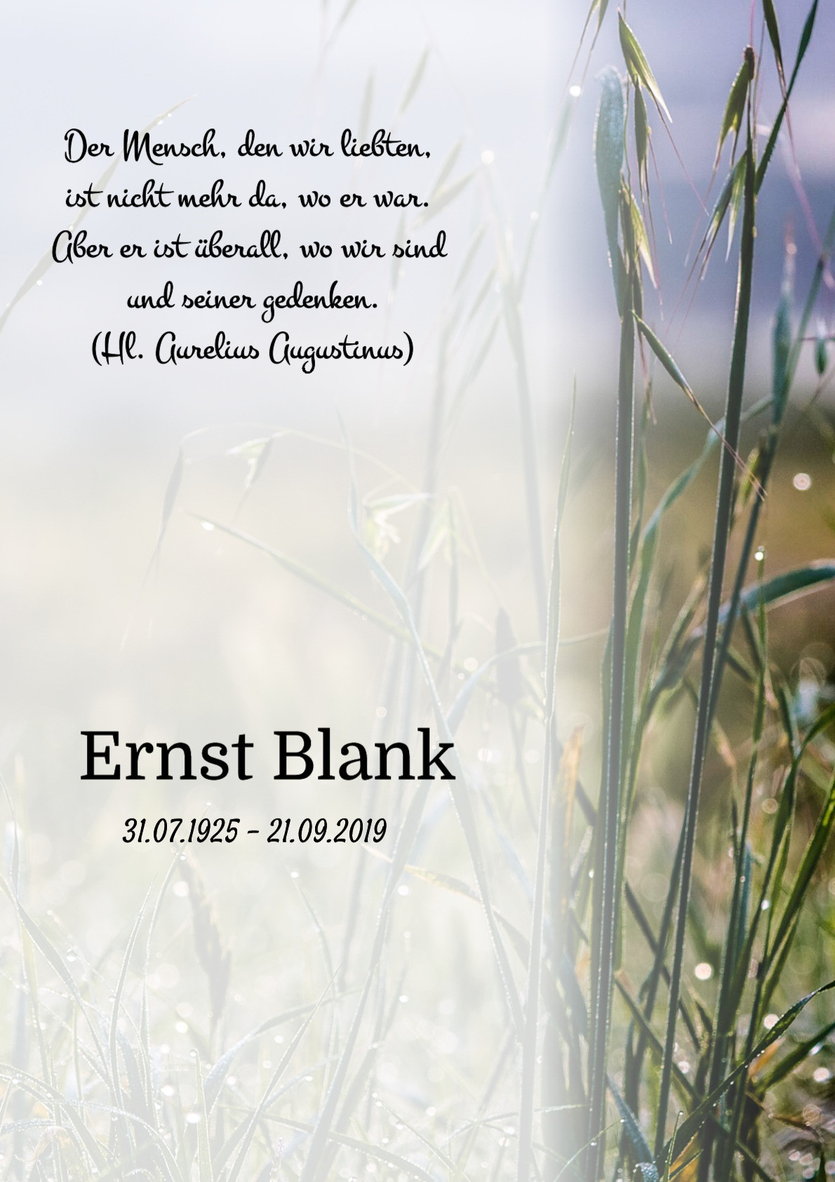 Traueranzeige von Ernst Blank