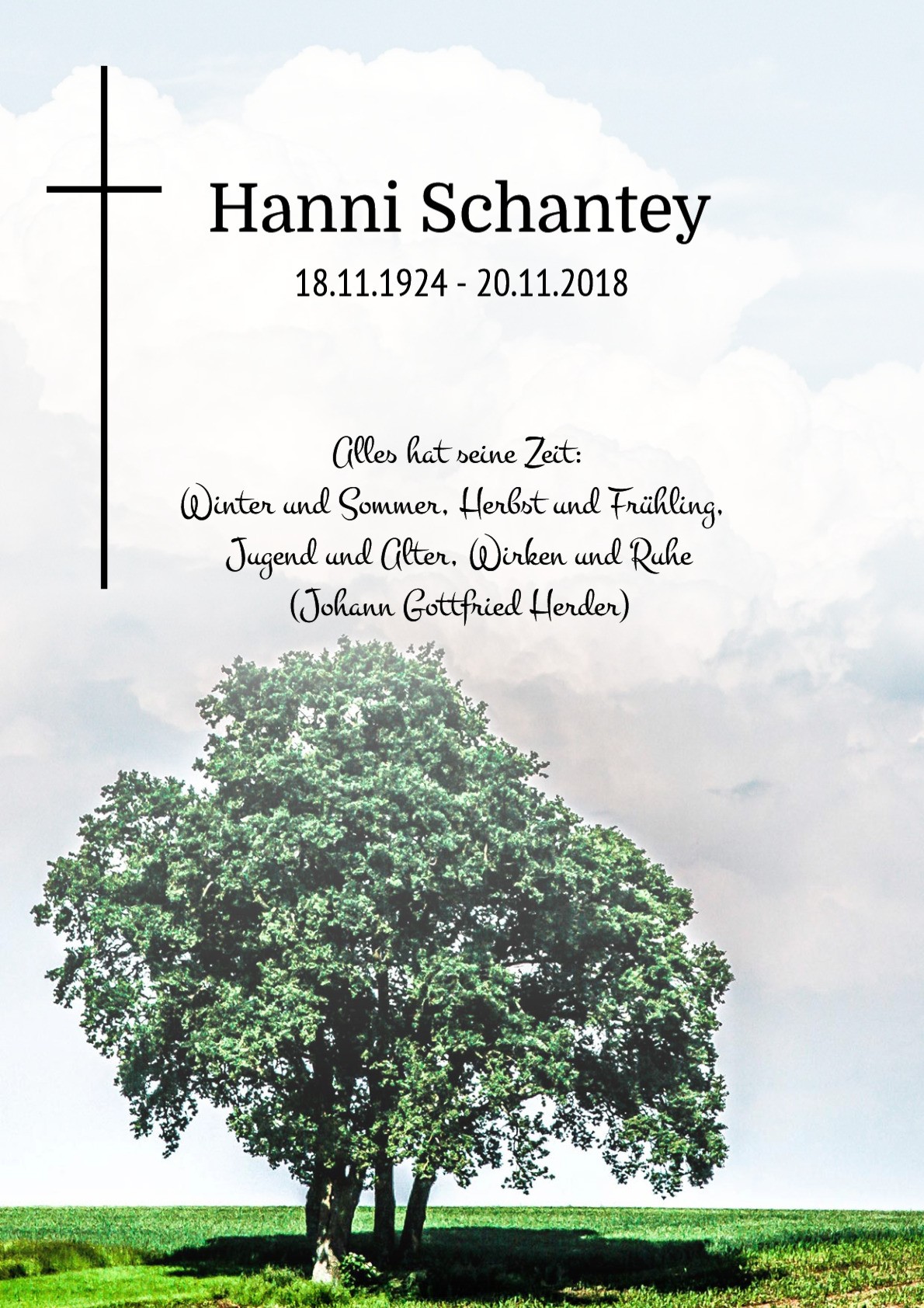 Traueranzeige von Hanni Schantey