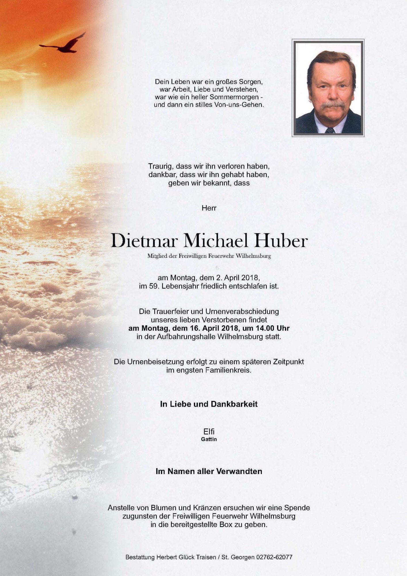 Traueranzeige von Dietmar Michael Huber