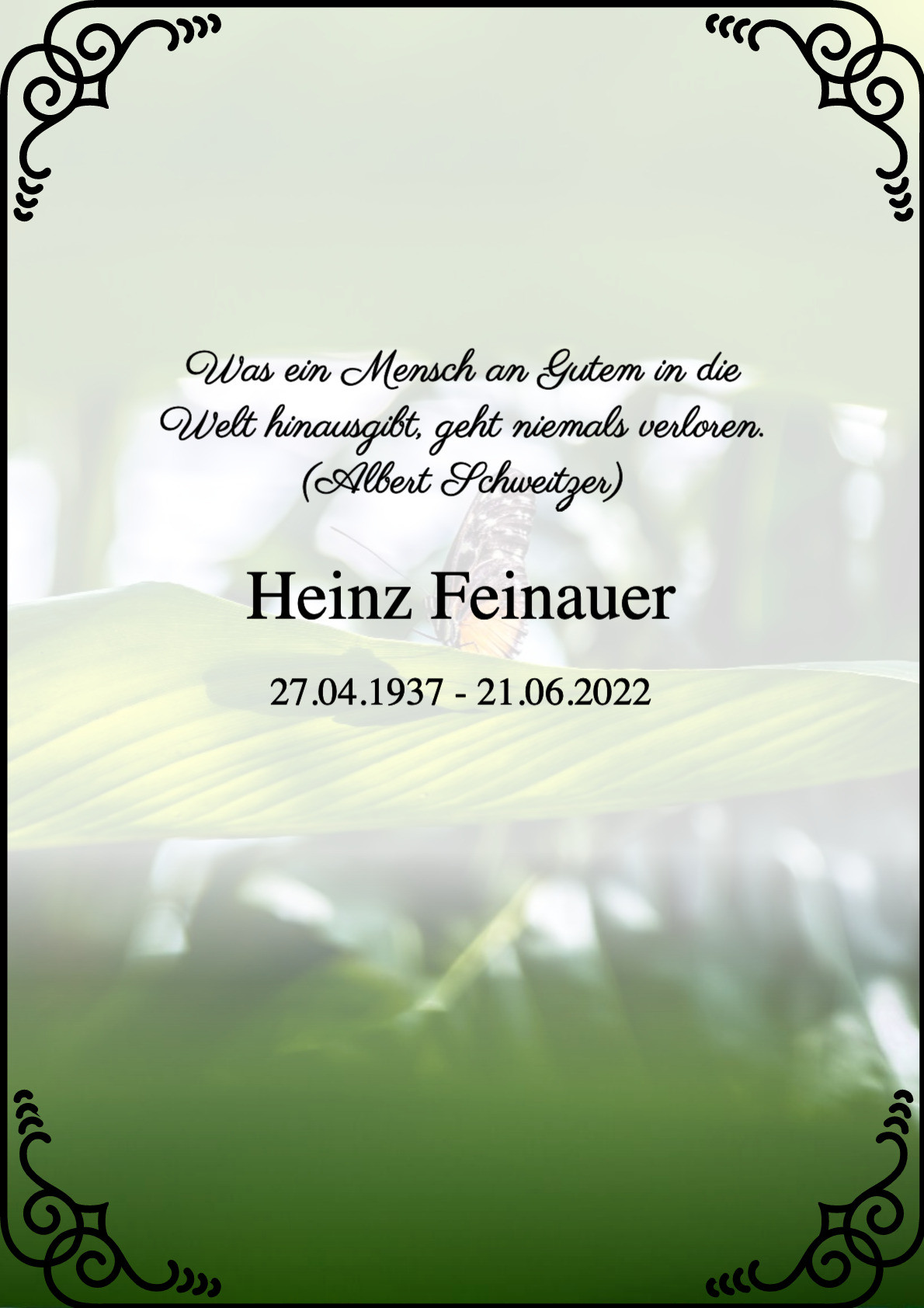 Traueranzeige von Heinz Feinauer
