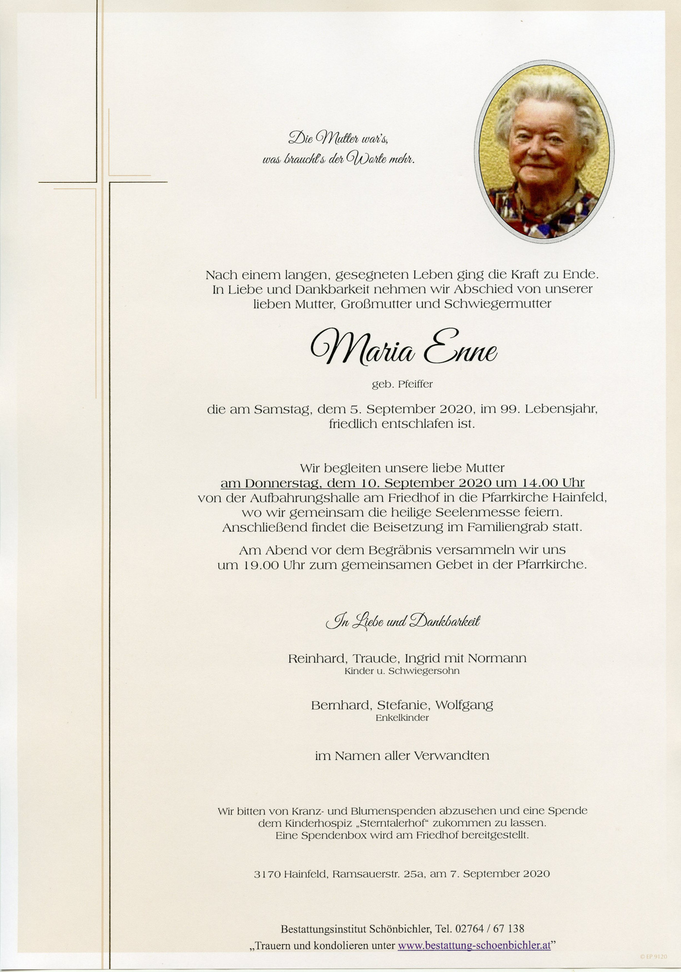 Traueranzeige von Maria Enne