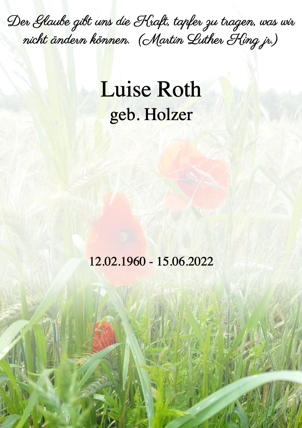 Traueranzeige von Luise Roth