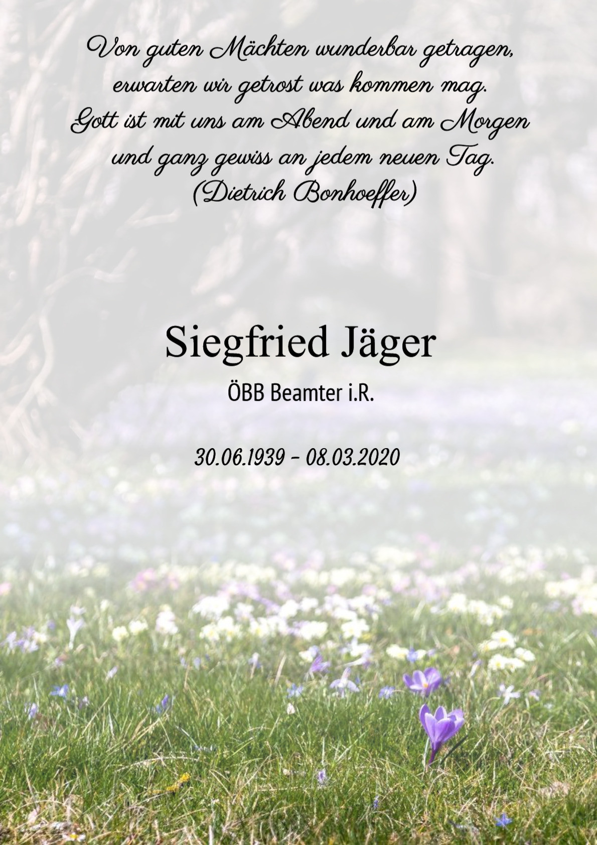 Traueranzeige von Siegfried Jäger