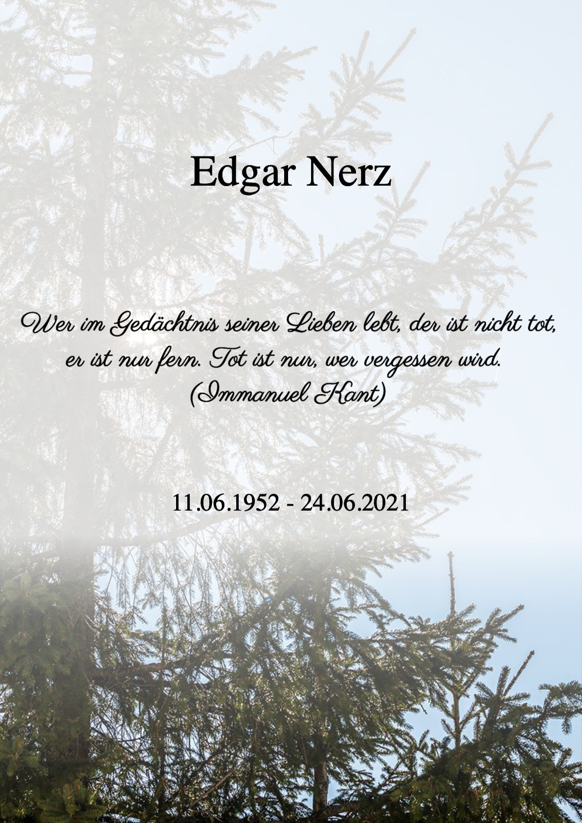 Traueranzeige von Edgar Nerz