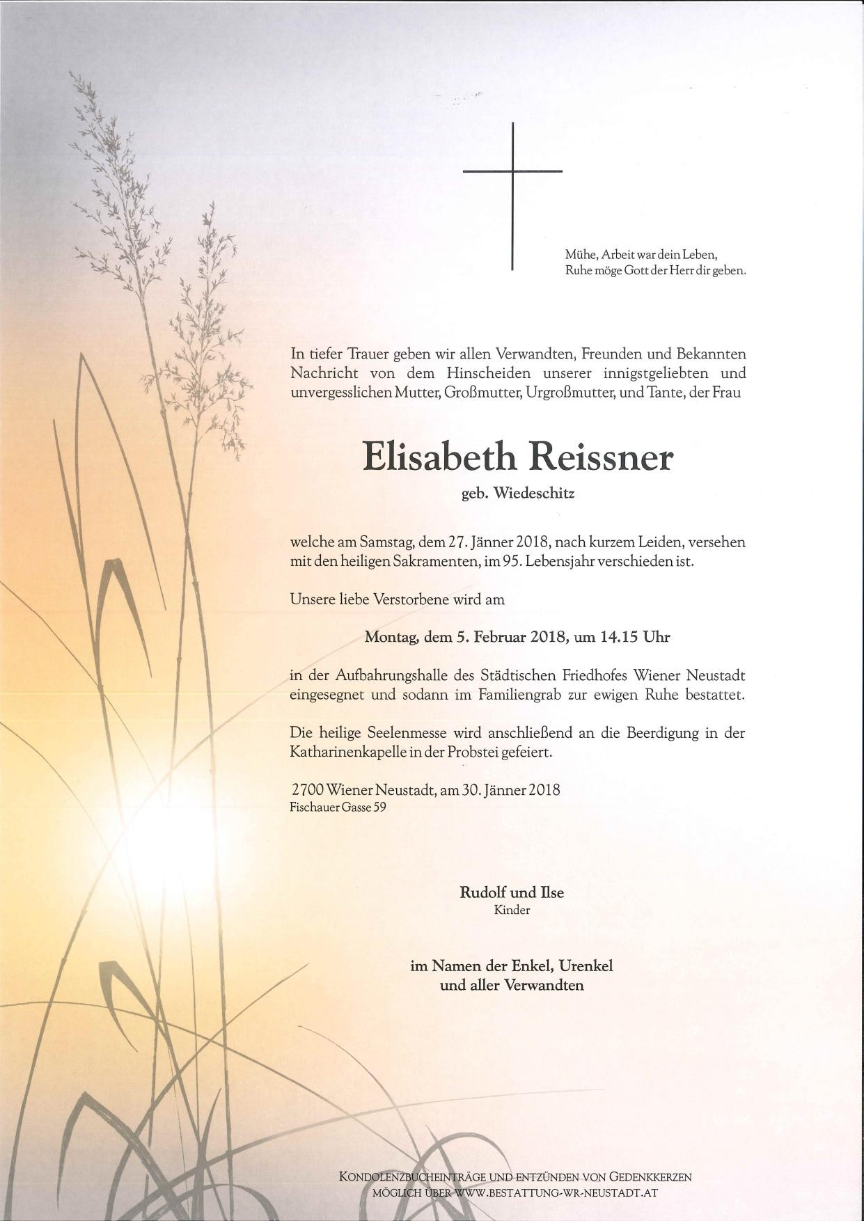 Traueranzeige von Elisabeth Reissner