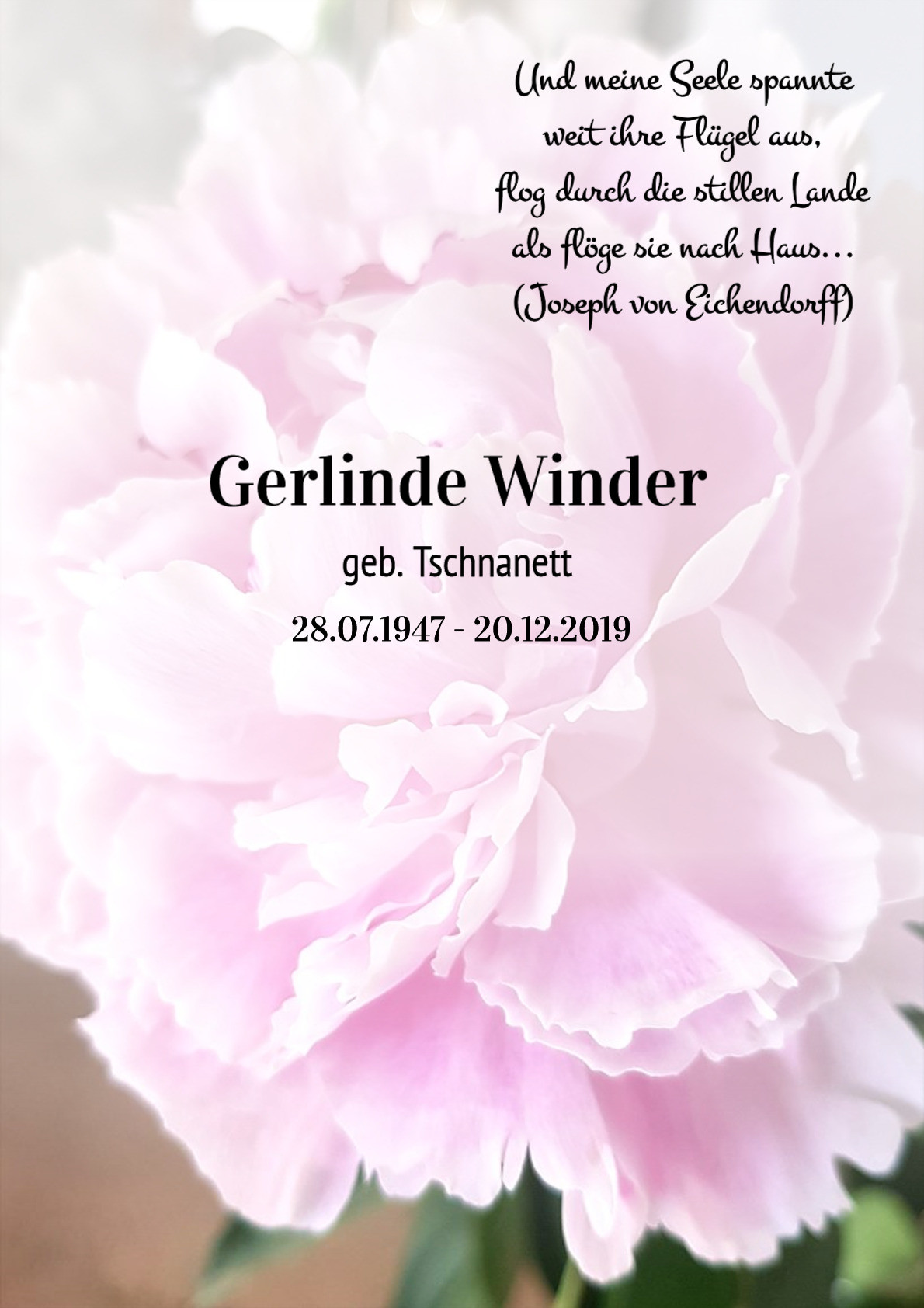 Traueranzeige von Gerlinde Winder