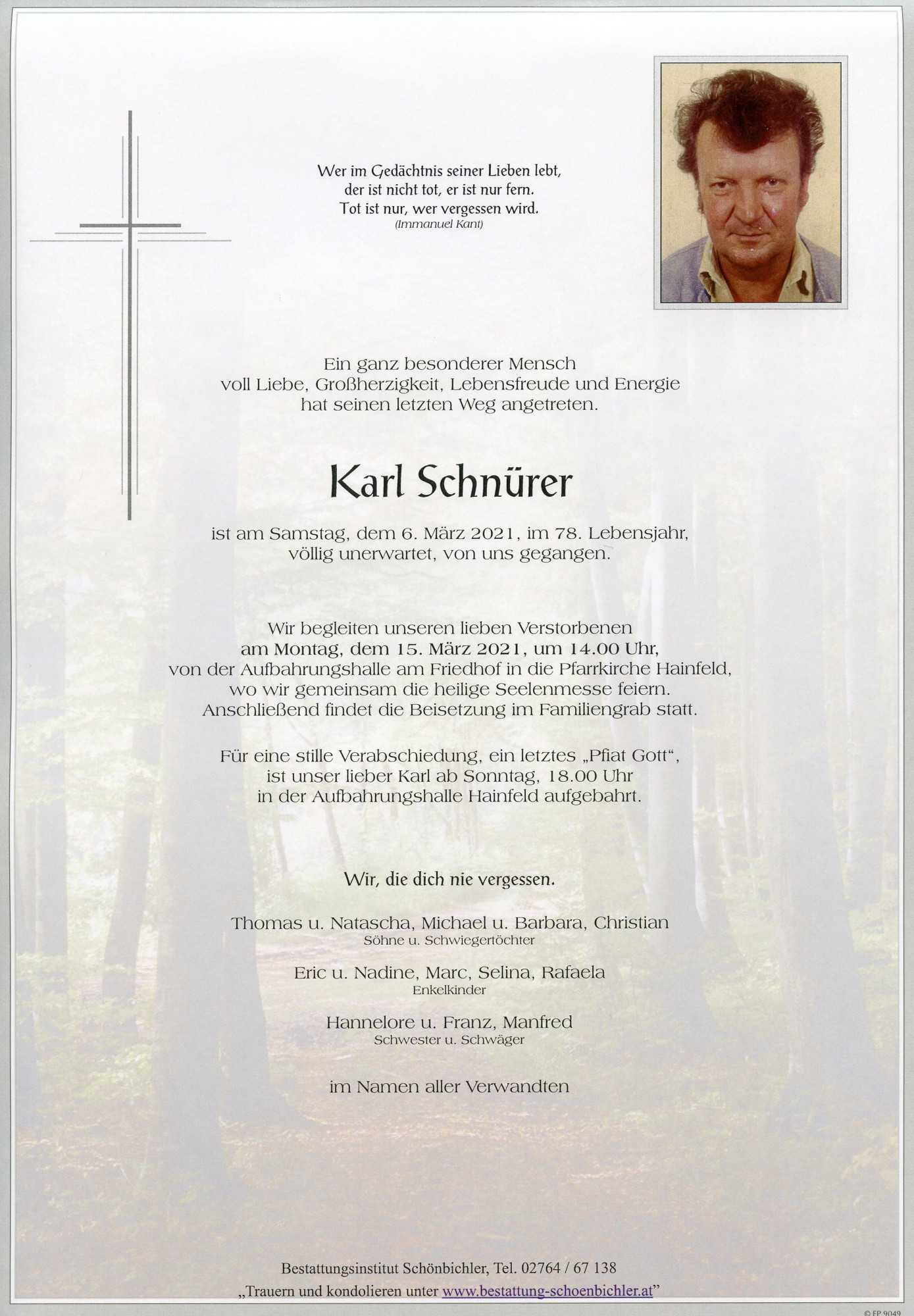 Traueranzeige von Karl Schnürer