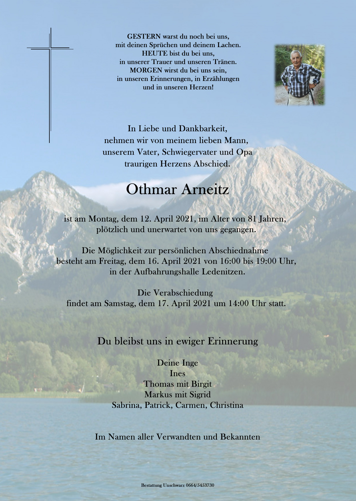 Traueranzeige von Othmar Arneitz