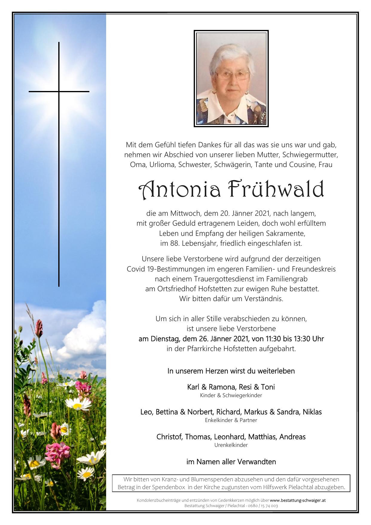 Traueranzeige von Antonia Frühwald