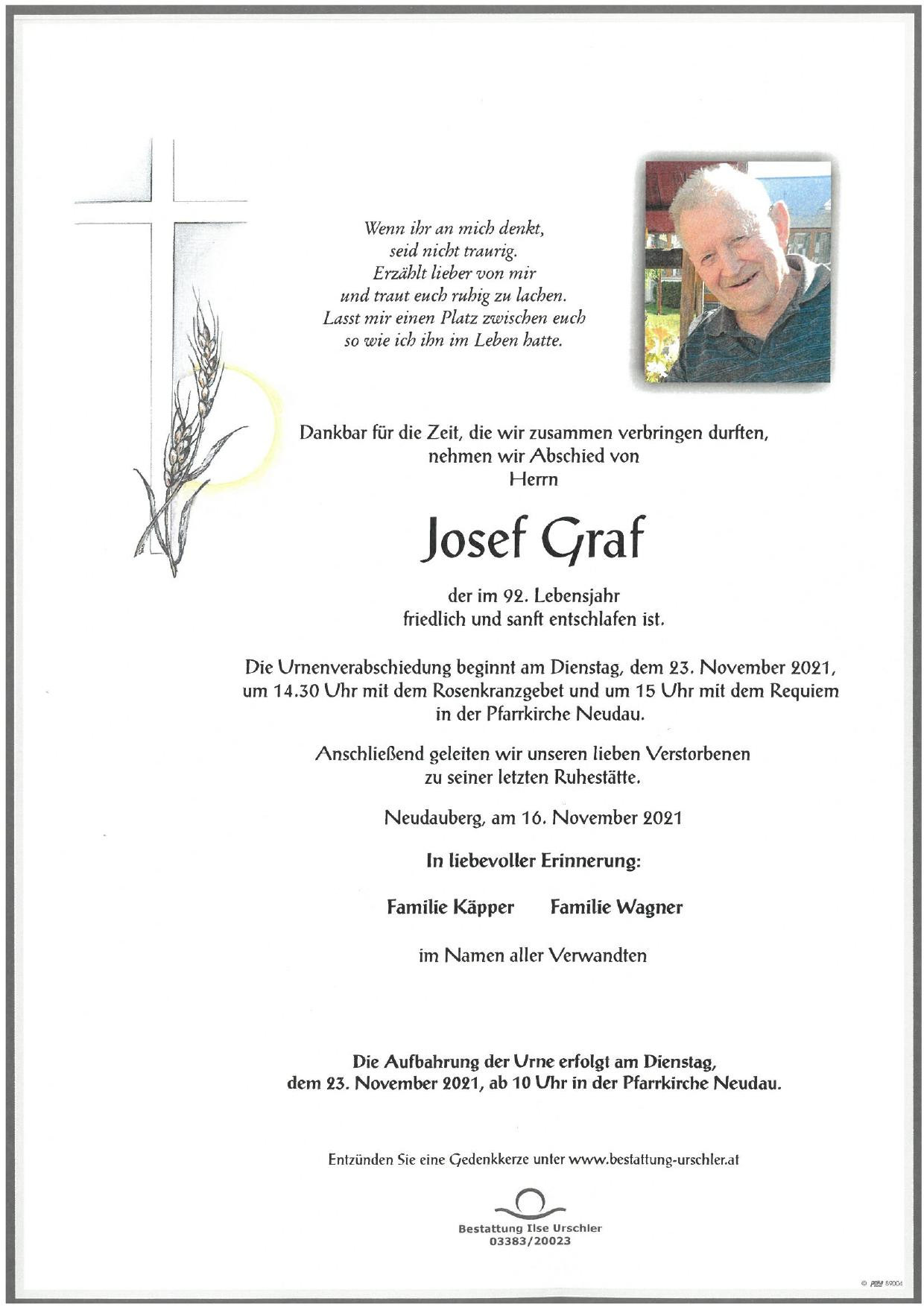 Traueranzeige von Josef Graf