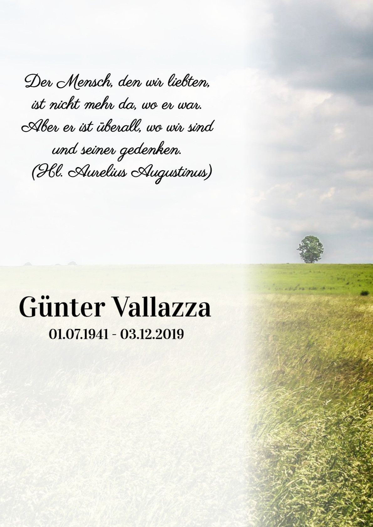 Traueranzeige von Günter Vallazza