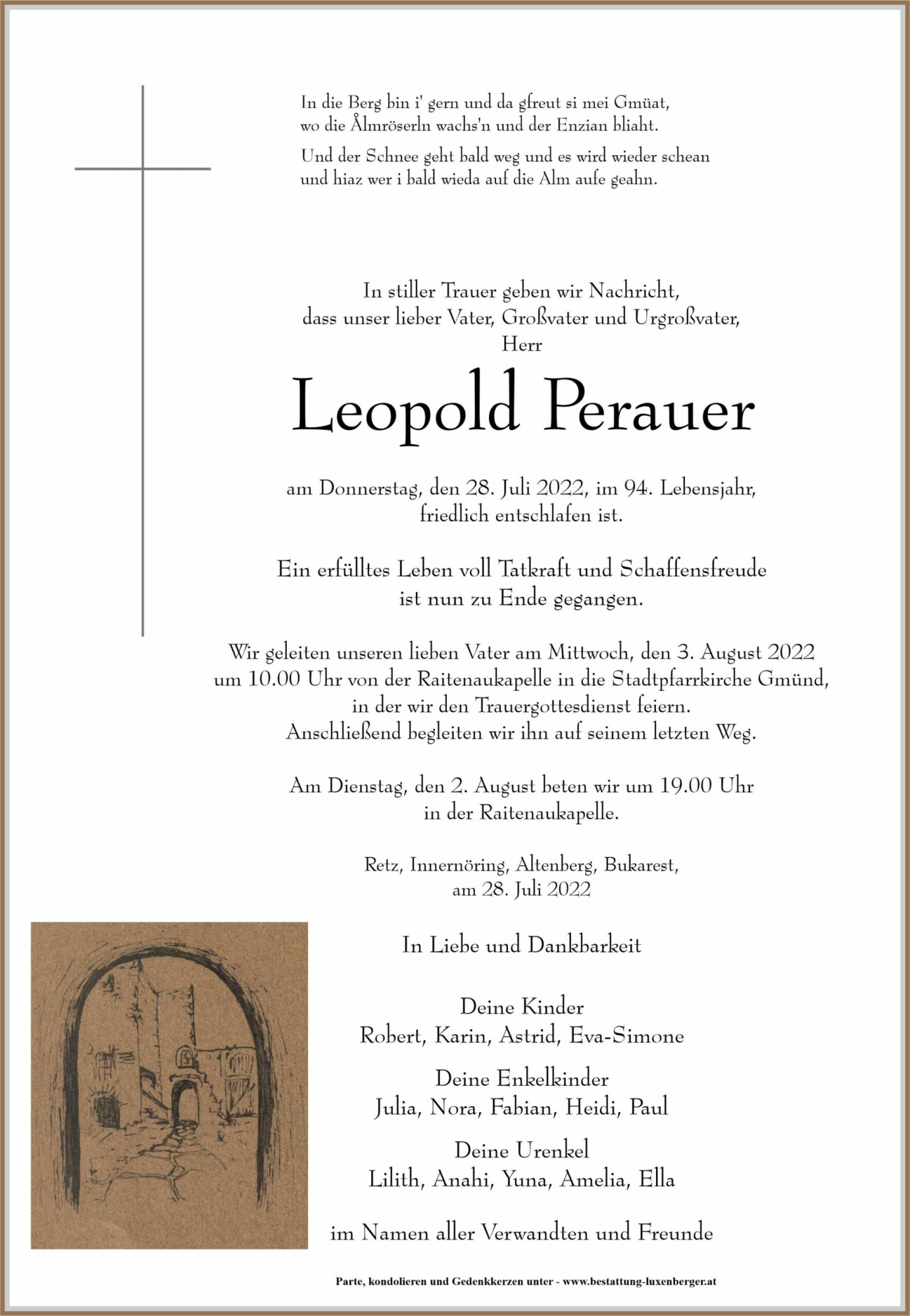 Traueranzeige von Leopold Perauer