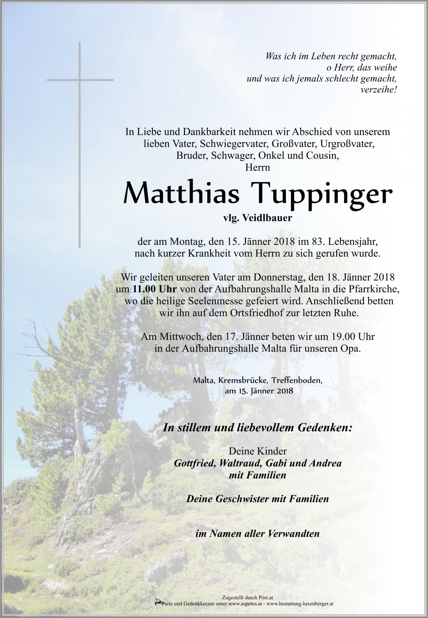 Traueranzeige von Matthias Tuppinger