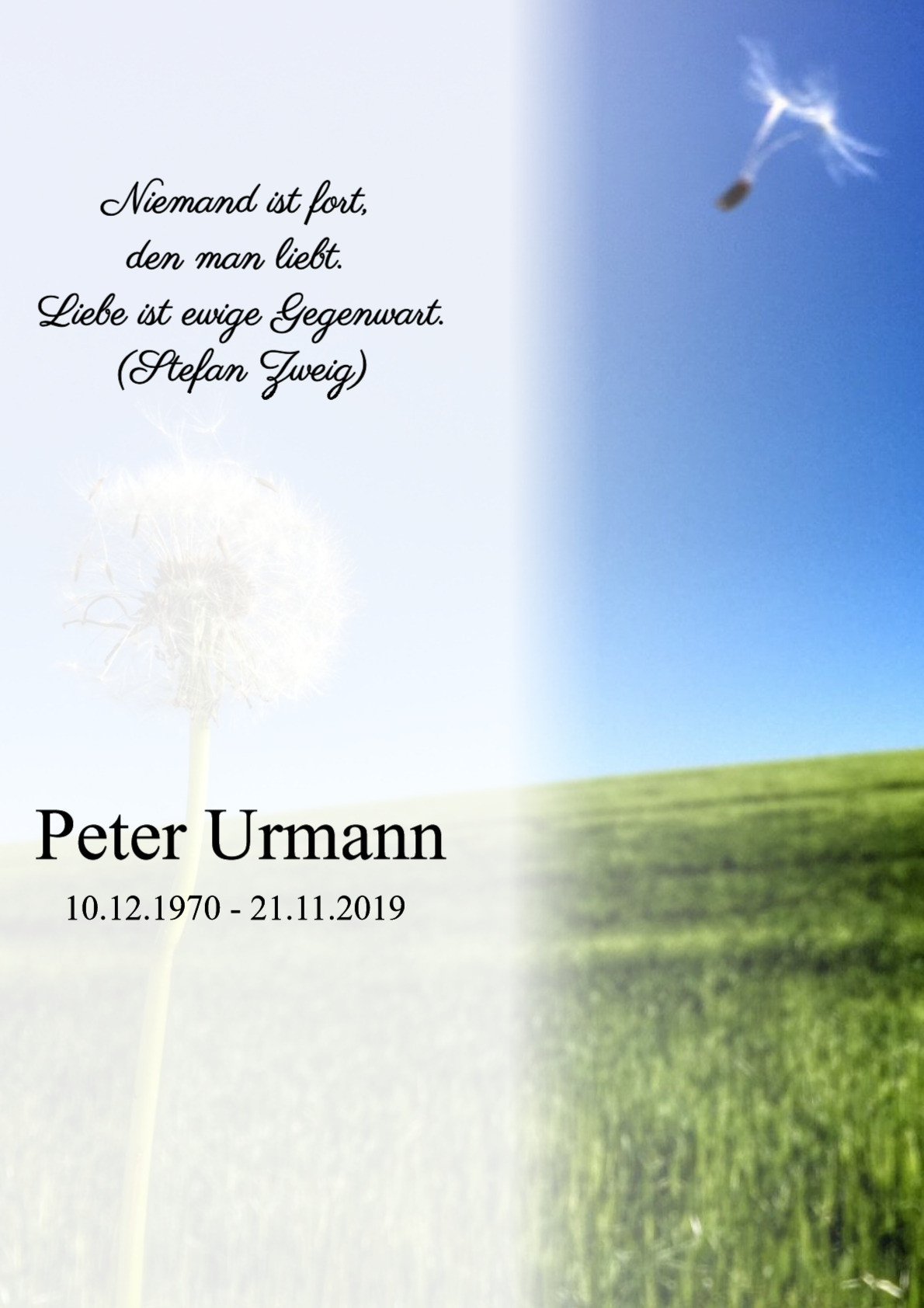 Traueranzeige von Peter Urmann