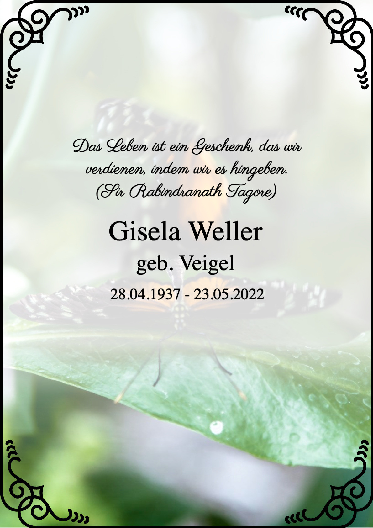 Traueranzeige von Gisela Weller