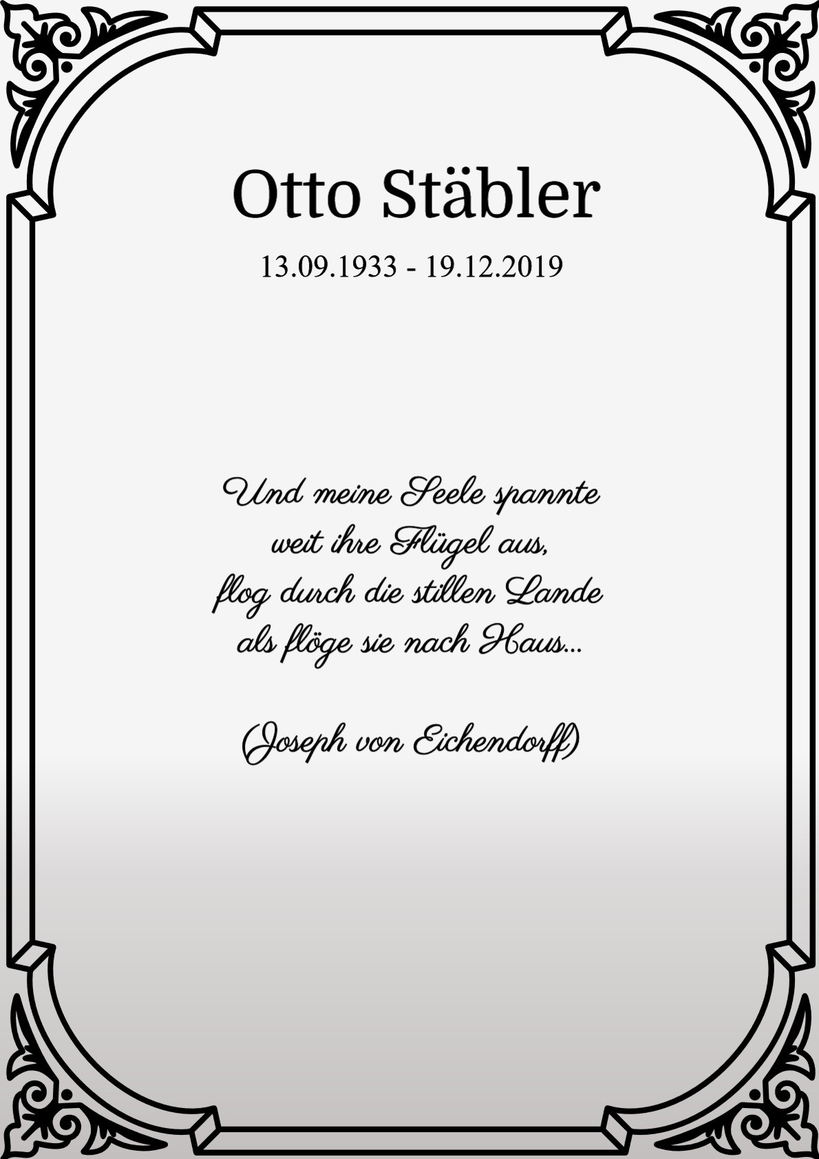 Traueranzeige von Otto Stäbler