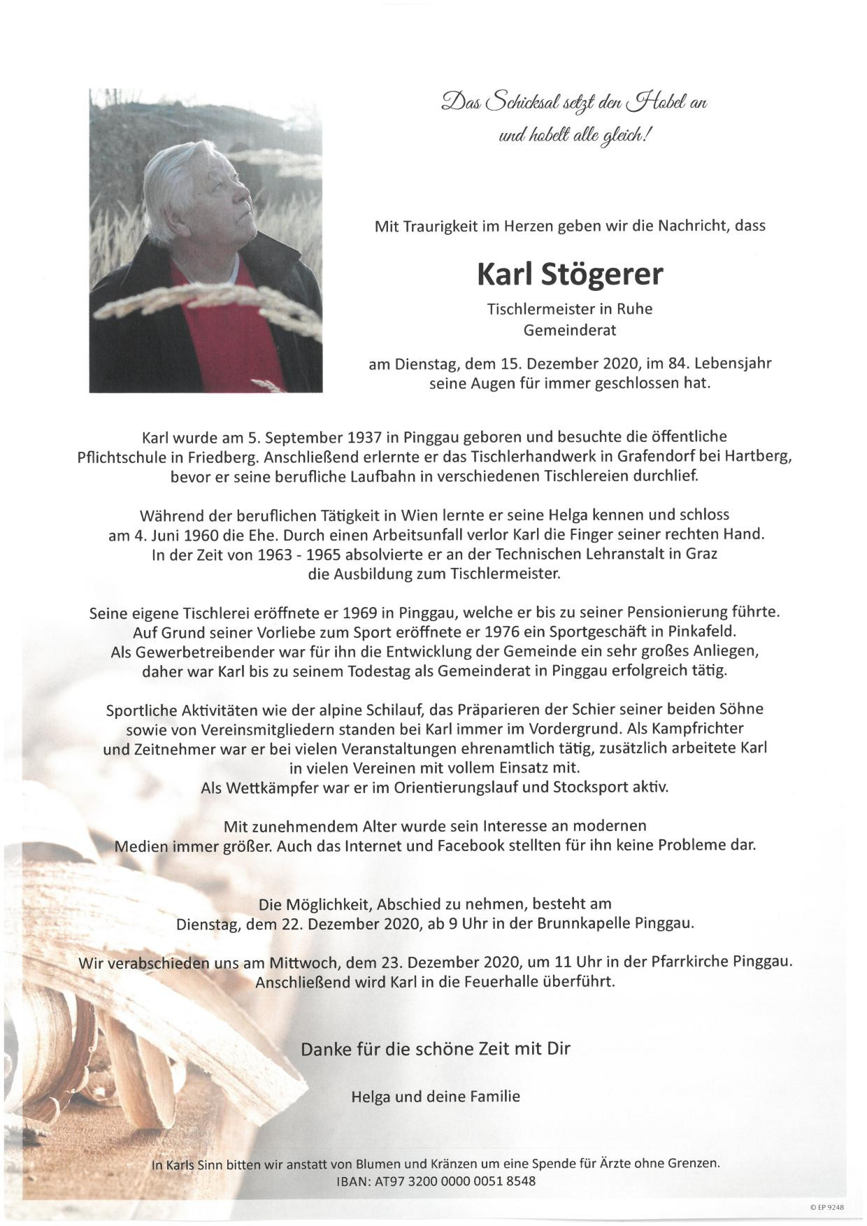 Traueranzeige von Karl Stögerer