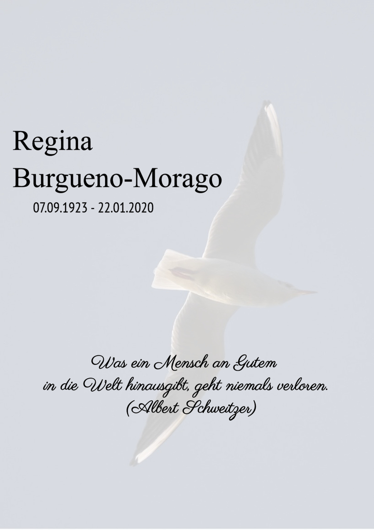 Traueranzeige von Regina Burgueno-Morago